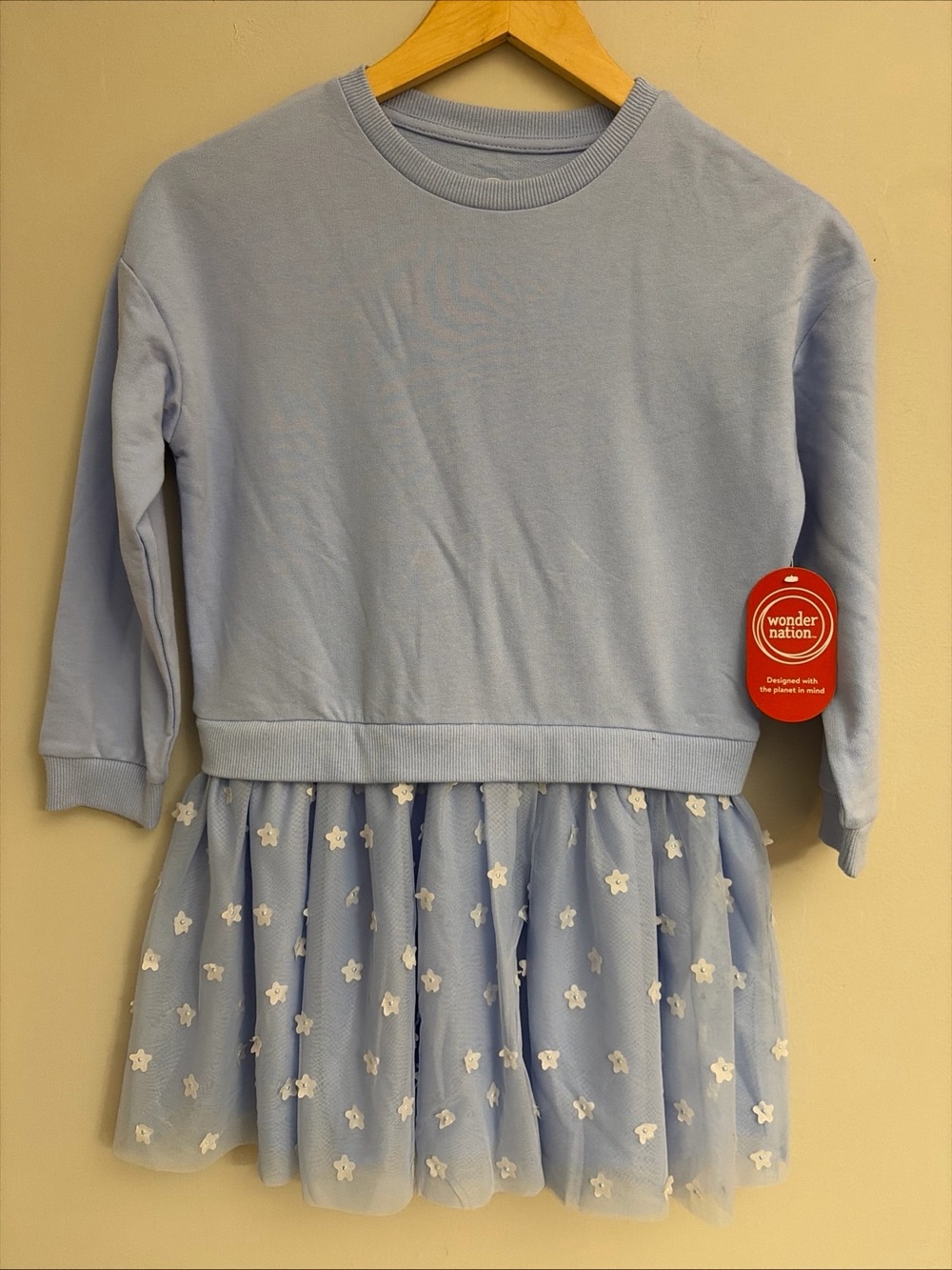 Wonder Nation New! Light Blue Floral Tulle Sweatshirt Dress size 8